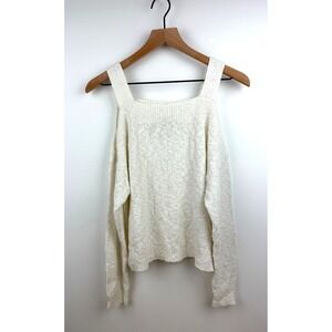 Lucky Brand Cream Textured Cold Shoulder Sweater‎ Knit Pullover M